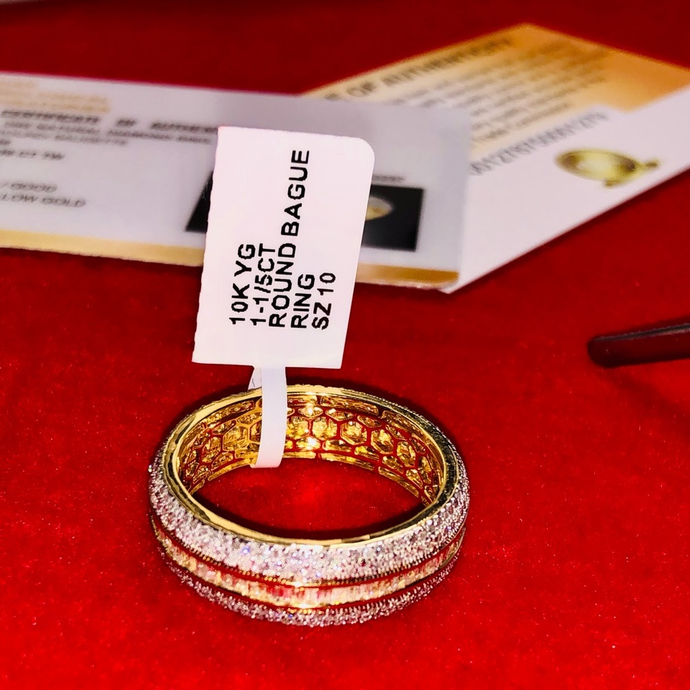 GIA Certified 10k solid gold full circle real diamond eternity band for men Sale - Picture 3 of 7